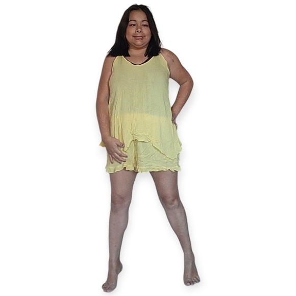 Womend XXL Sunny Yellow Sleeveless Top and Shorts Pajama Sey - Picture 10 of 10